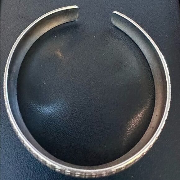 Silver Honeycomb Pattern Cuff Bracelet - Picture 2 of 3